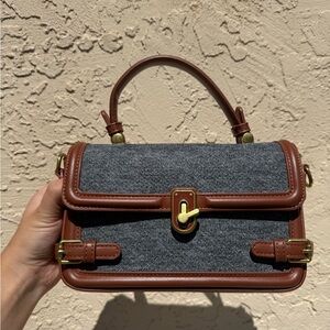MADDISON WEST Structured Top-Handle Satchel in Gray and Brown